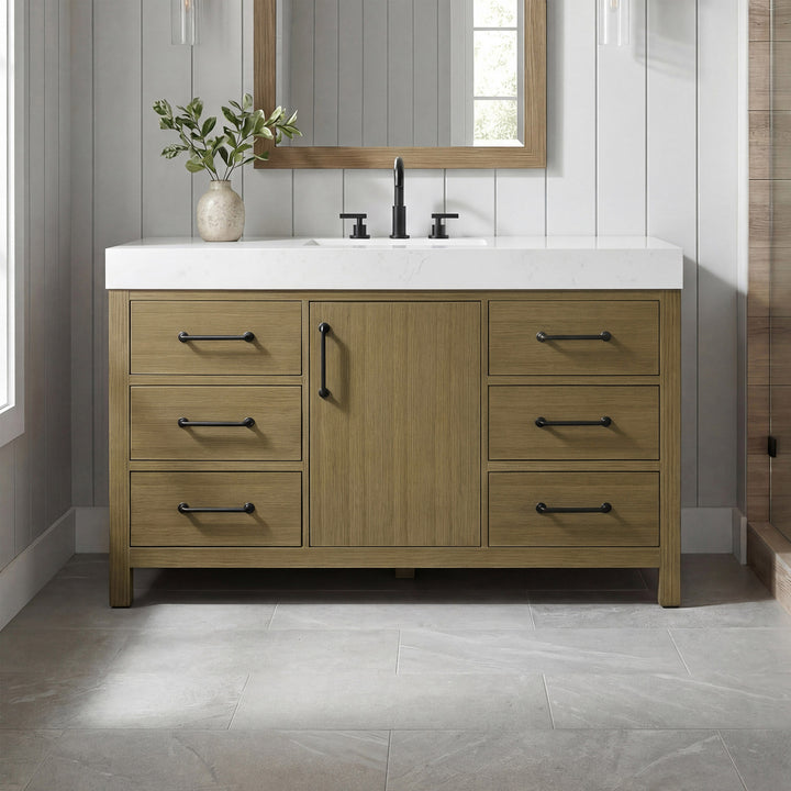 54 Inch Single Bathroom Vanity In Chestnut Brown Chestnut Brown Finish - KITCHEN & BATH by Joshua Marshal