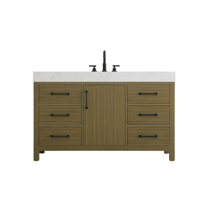 54 Inch Single Bathroom Vanity In Chestnut Brown - View 3 - Joshua Marshal
