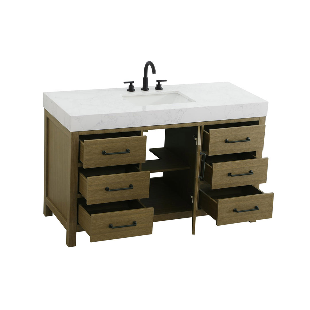 54 Inch Single Bathroom Vanity In Chestnut Brown - View 4 - Joshua Marshal