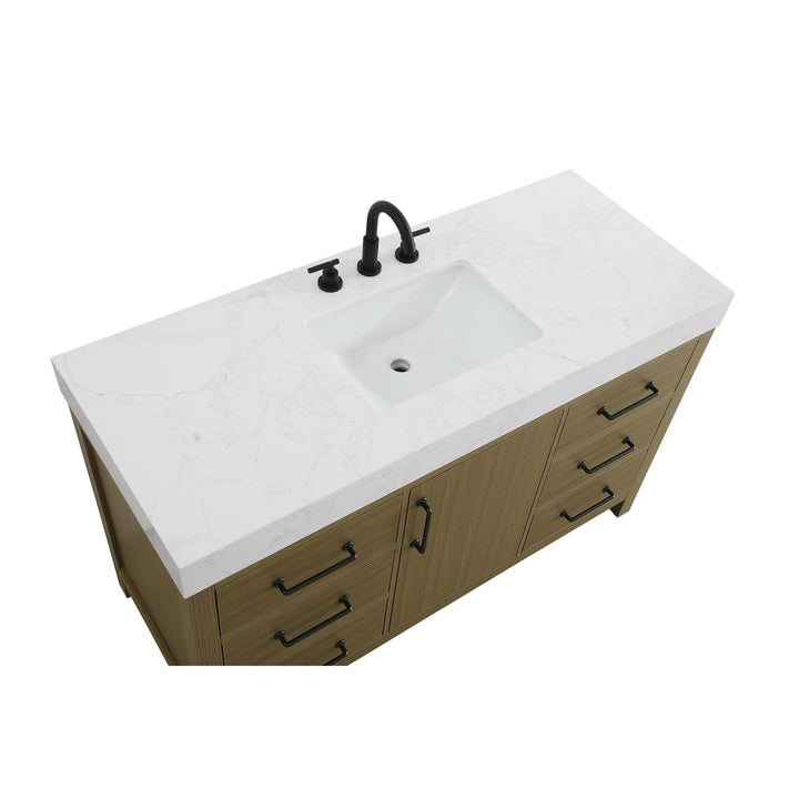 54 Inch Single Bathroom Vanity In Chestnut Brown - View 6 - Joshua Marshal
