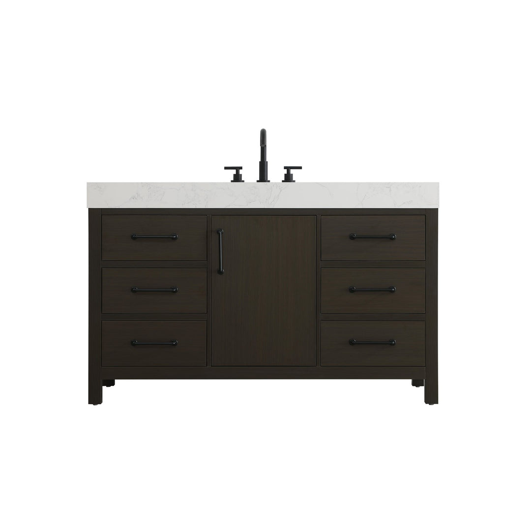 54 Inch Single Bathroom Vanity In Mocha Brown - View 3 - Joshua Marshal