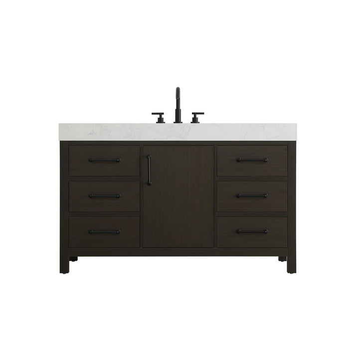 54 Inch Single Bathroom Vanity In Mocha Brown - View 3 - Joshua Marshal