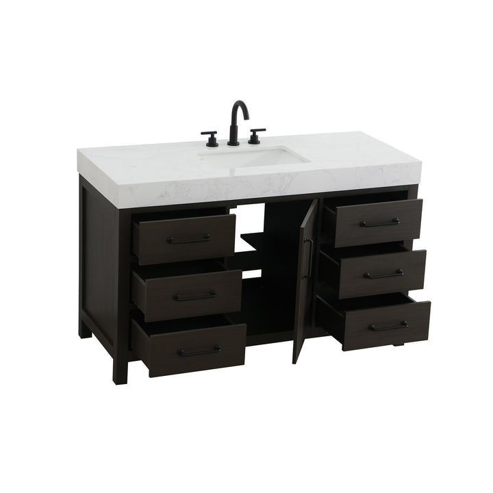54 Inch Single Bathroom Vanity In Mocha Brown - View 4 - Joshua Marshal