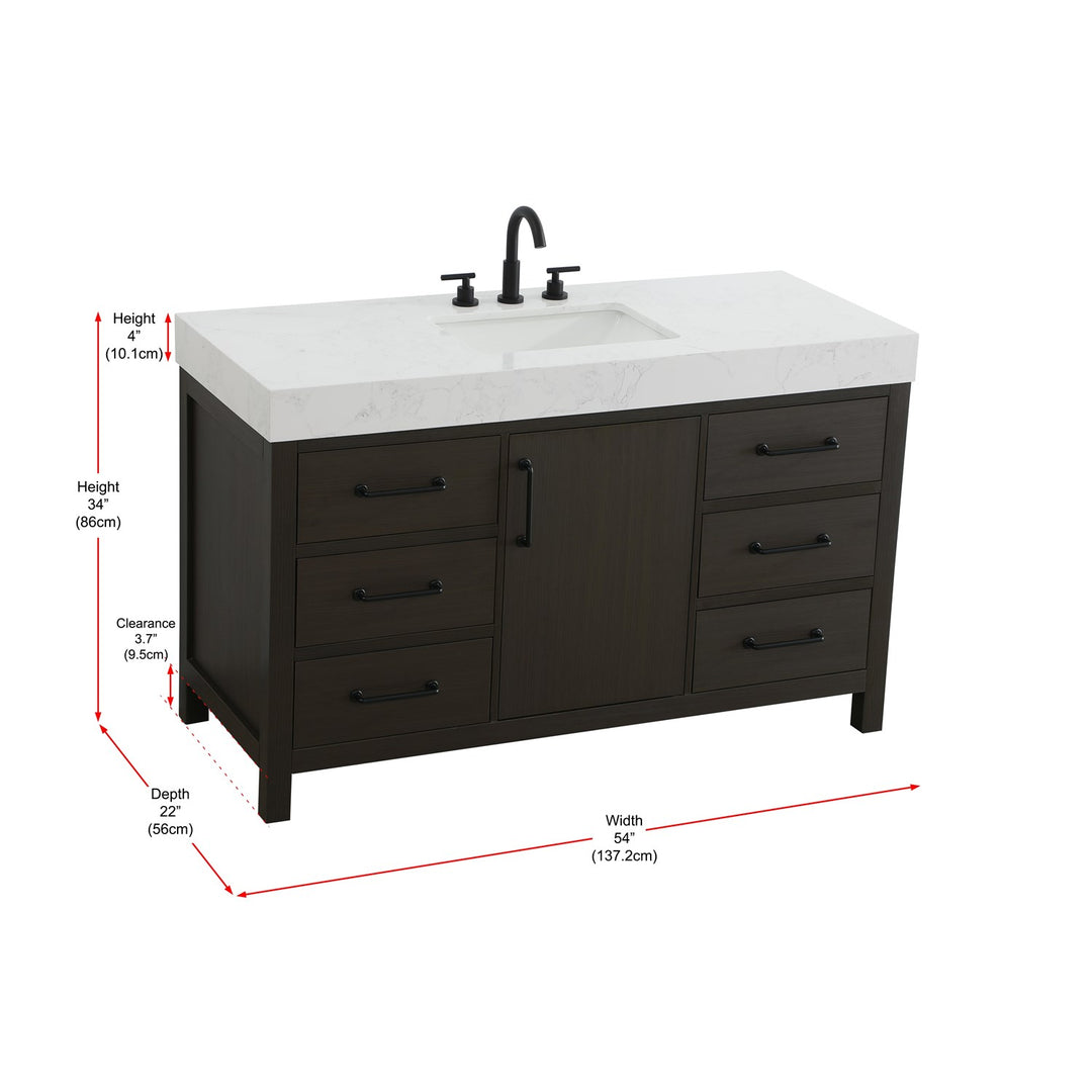 54 Inch Single Bathroom Vanity In Mocha Brown - View 5 - Joshua Marshal
