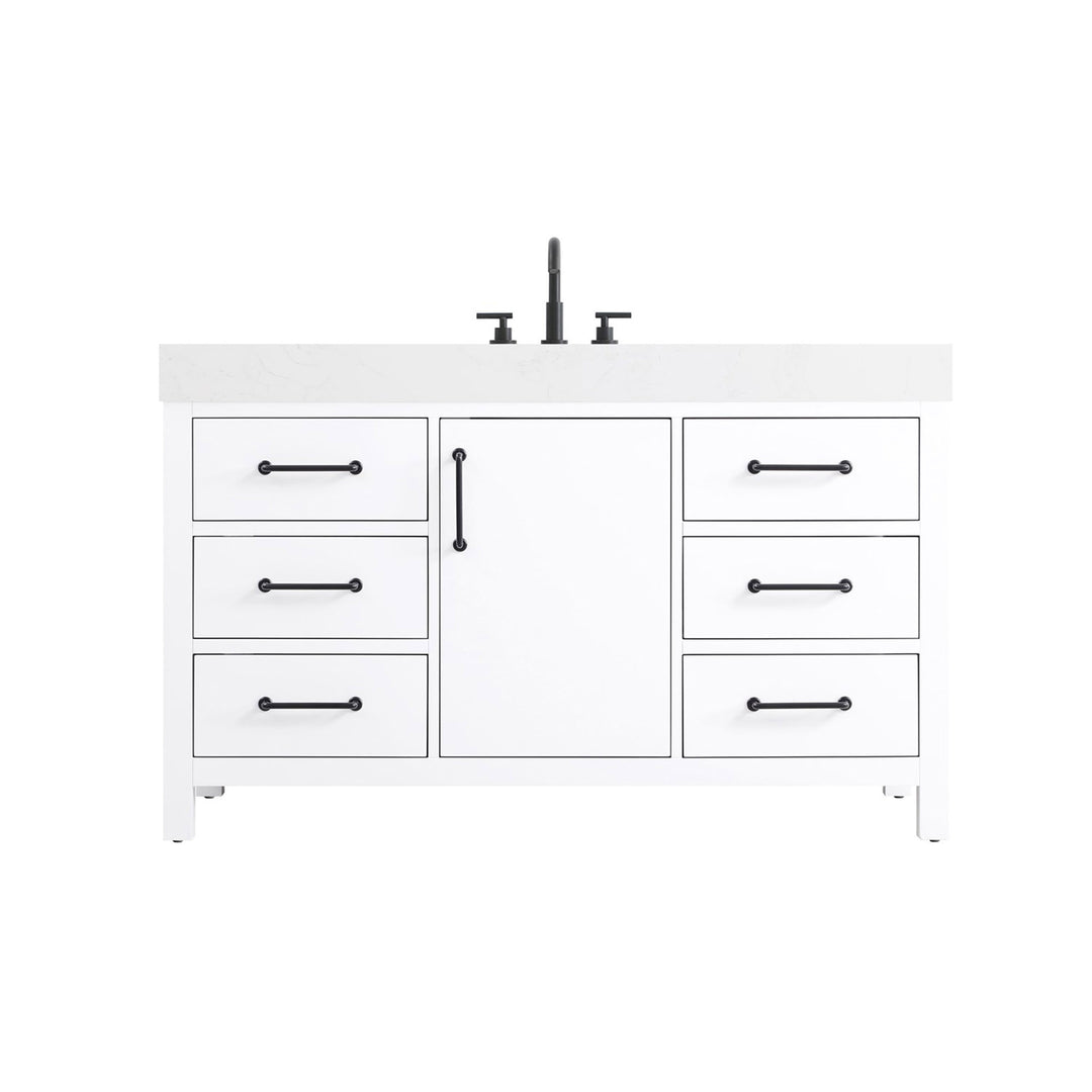 54 Inch Single Bathroom Vanity In White - View 3 - Joshua Marshal