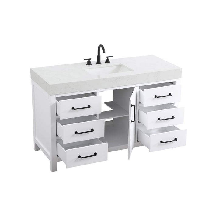 54 Inch Single Bathroom Vanity In White - View 4 - Joshua Marshal