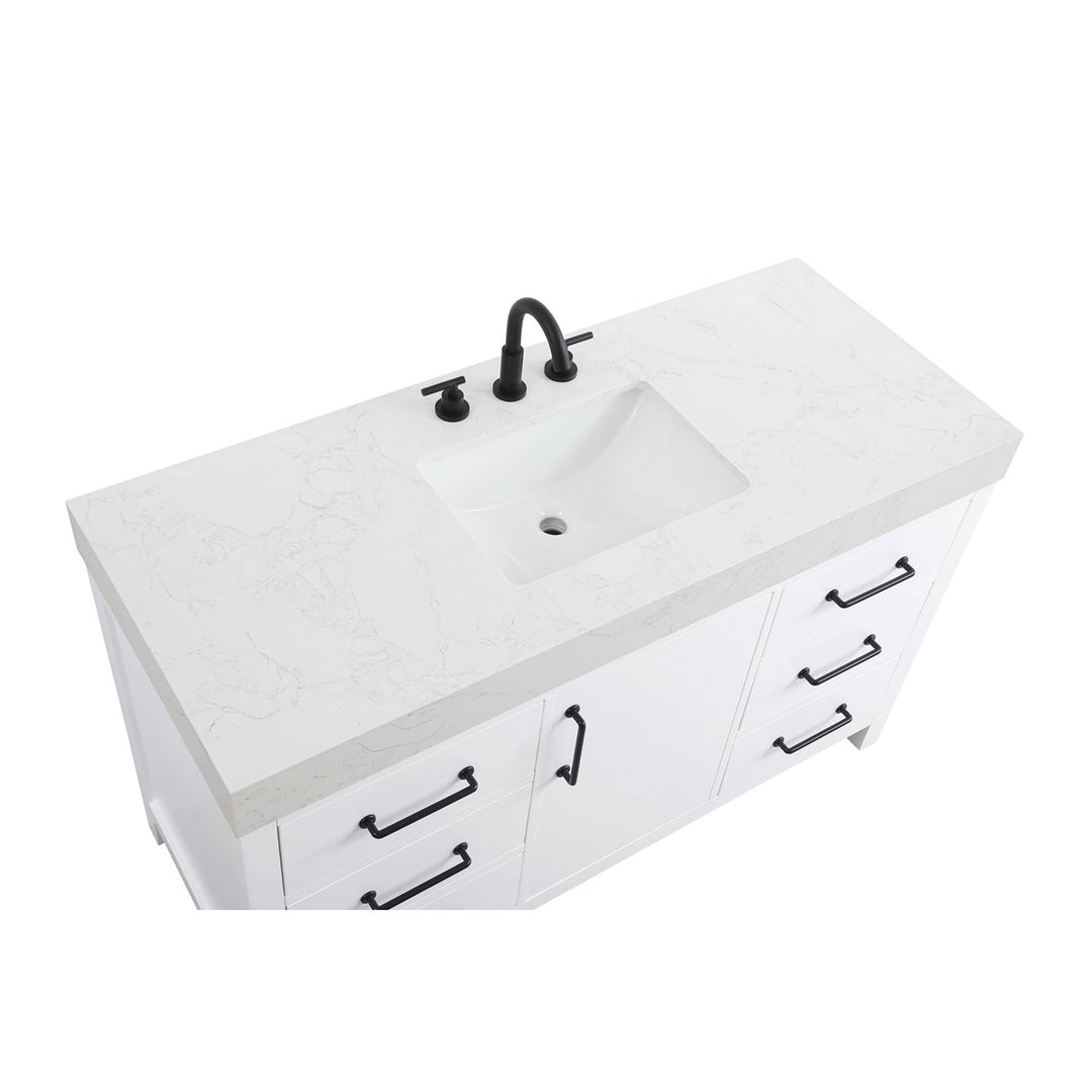 54 Inch Single Bathroom Vanity In White - View 6 - Joshua Marshal