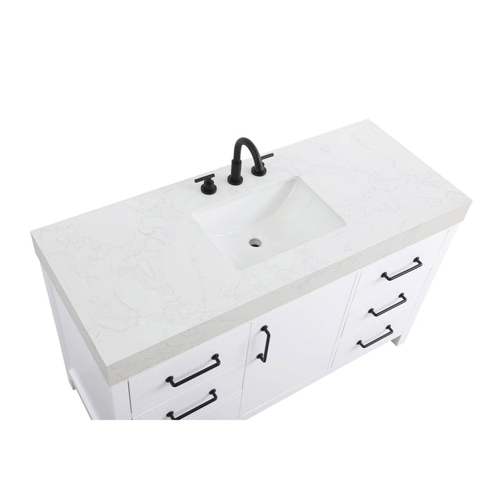 54 Inch Single Bathroom Vanity In White - View 6 - Joshua Marshal