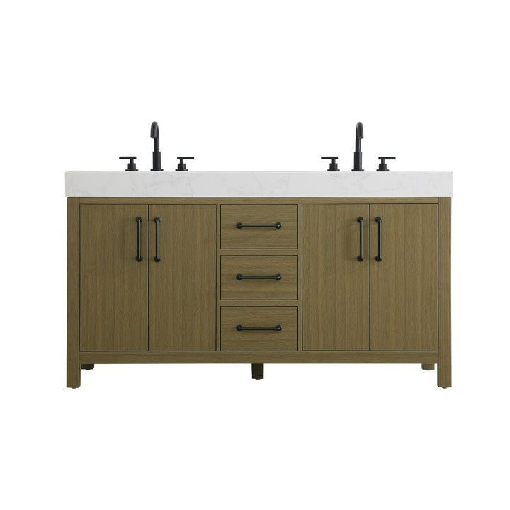 60 Inch Double Bathroom Vanity In Chestnut Brown - View 3 - Joshua Marshal