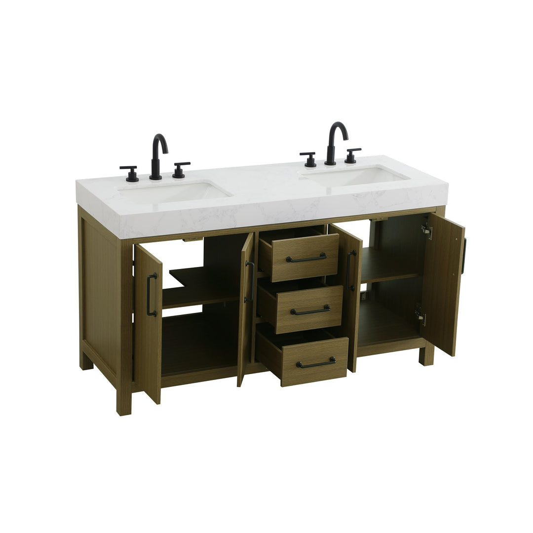 60 Inch Double Bathroom Vanity In Chestnut Brown - View 4 - Joshua Marshal