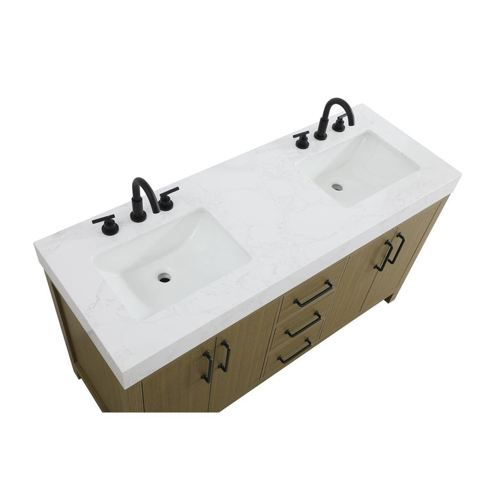 60 Inch Double Bathroom Vanity In Chestnut Brown - View 5 - Joshua Marshal