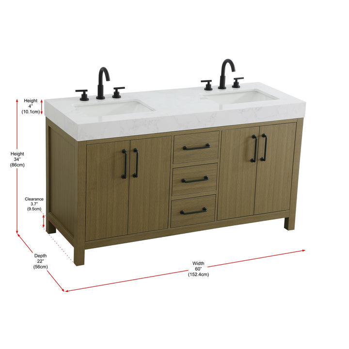 60 Inch Double Bathroom Vanity In Chestnut Brown - View 6 - Joshua Marshal