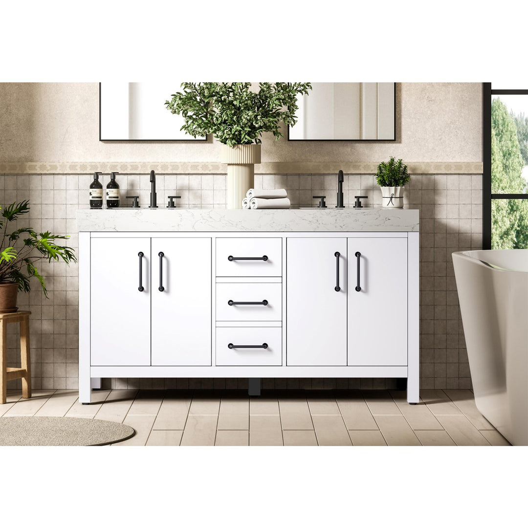 60 Inch Double Bathroom Vanity In White