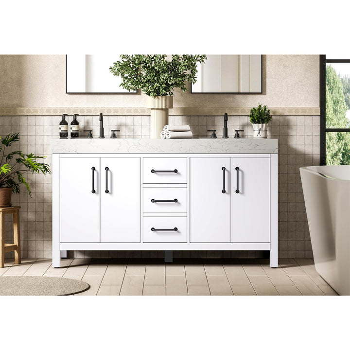 60 Inch Double Bathroom Vanity In White