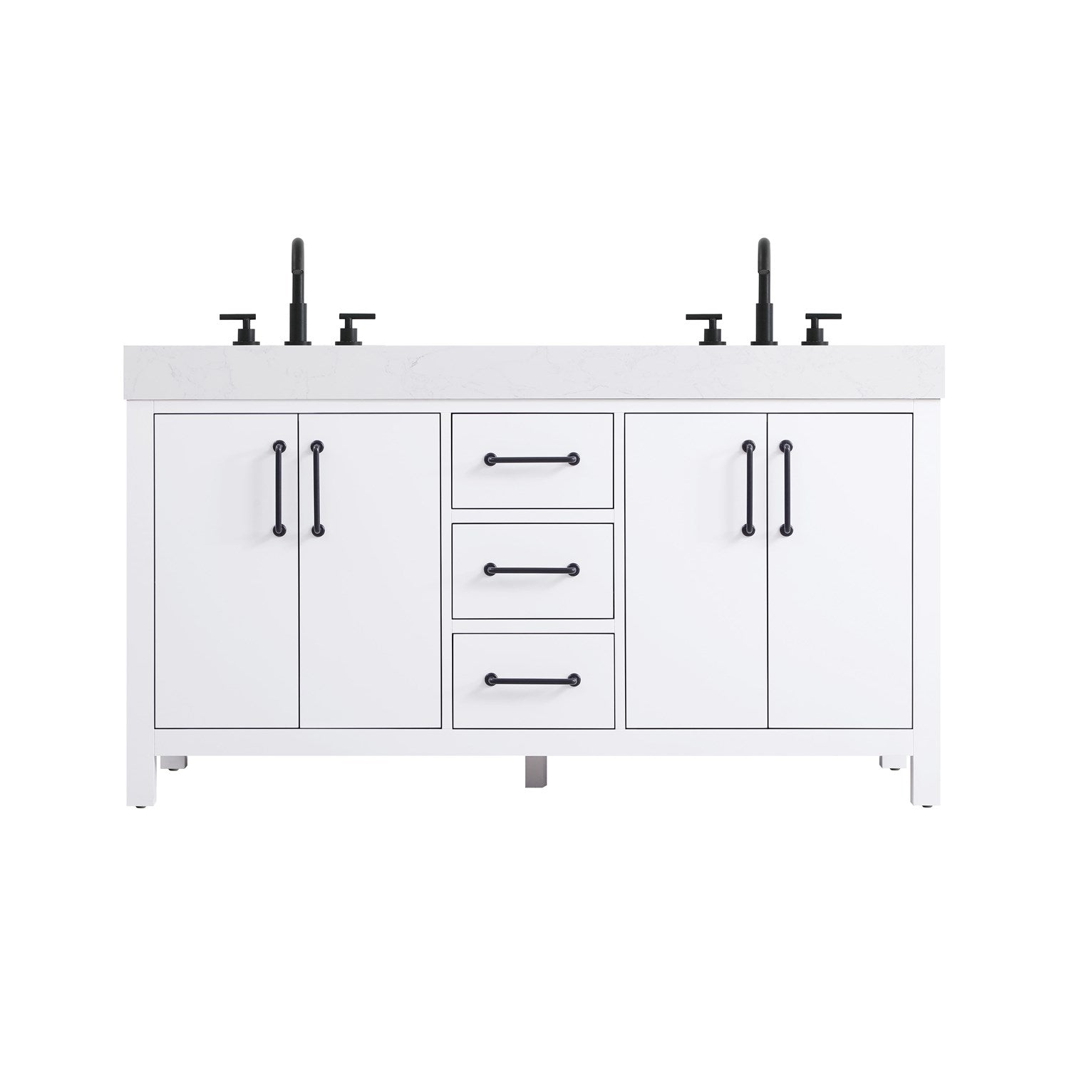60 Inch Double Bathroom Vanity In White - View 3 - Joshua Marshal