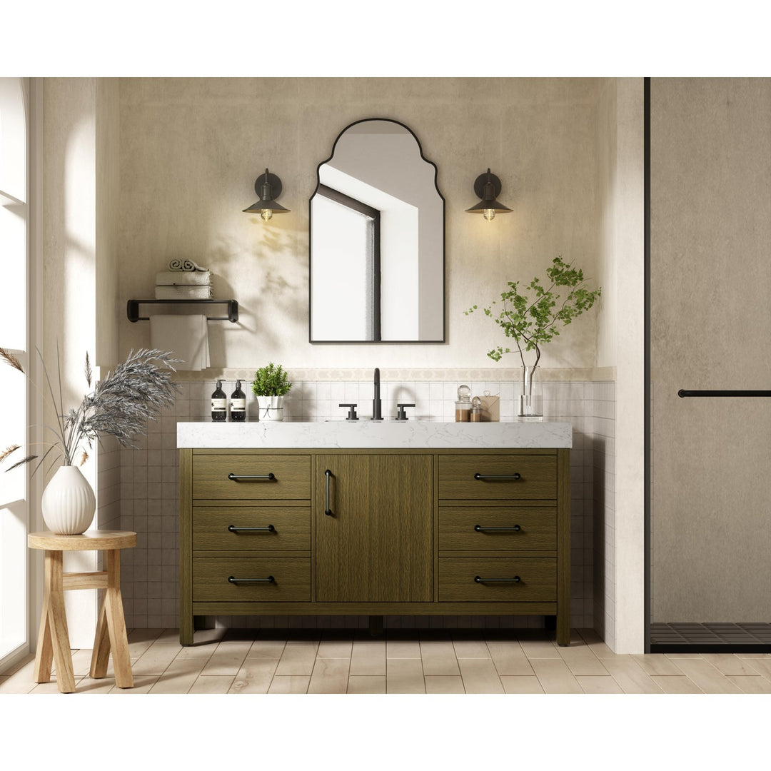 60 Inch Single Bathroom Vanity In Chestnut Brown - View 2 - Joshua Marshal