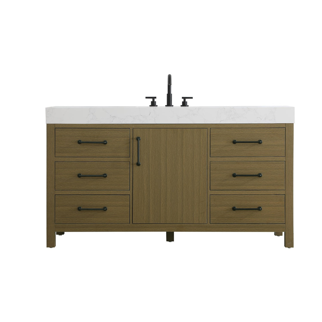 60 Inch Single Bathroom Vanity In Chestnut Brown - View 3 - Joshua Marshal