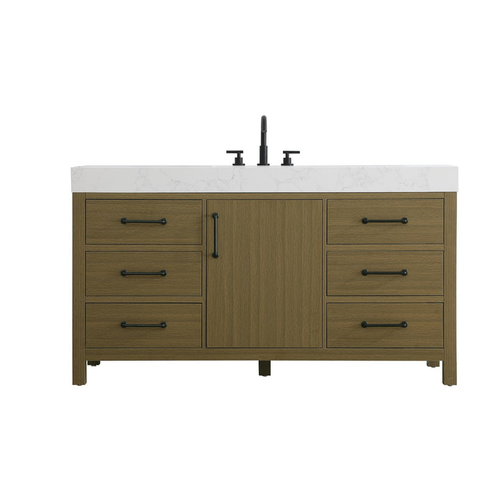 60 Inch Single Bathroom Vanity In Chestnut Brown - View 3 - Joshua Marshal