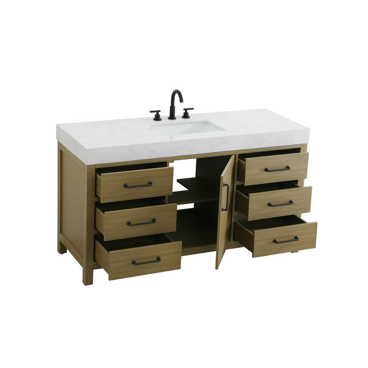 60 Inch Single Bathroom Vanity In Chestnut Brown - View 4 - Joshua Marshal