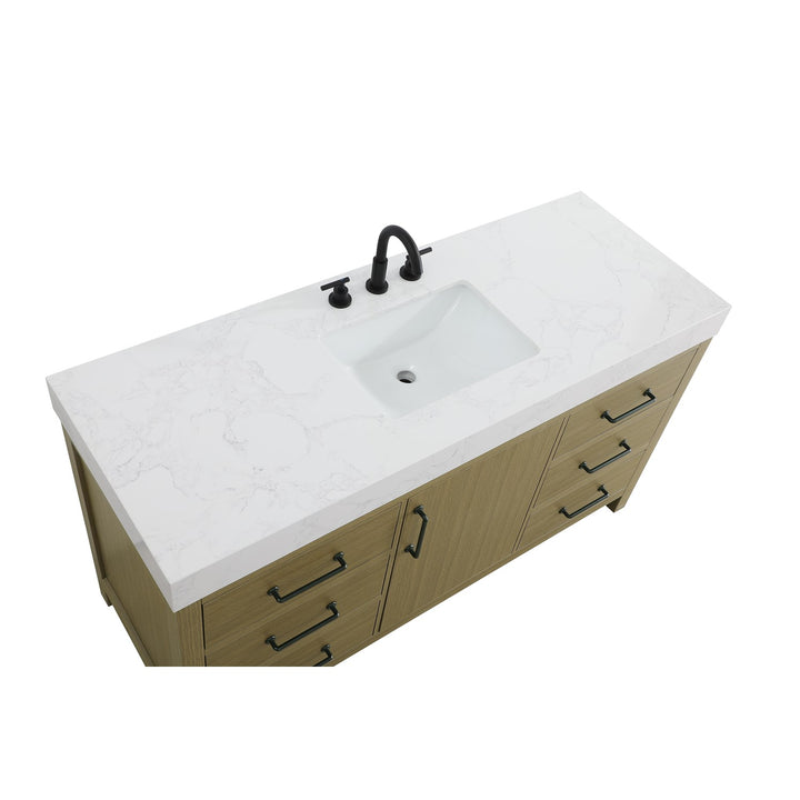 60 Inch Single Bathroom Vanity In Chestnut Brown - View 5 - Joshua Marshal