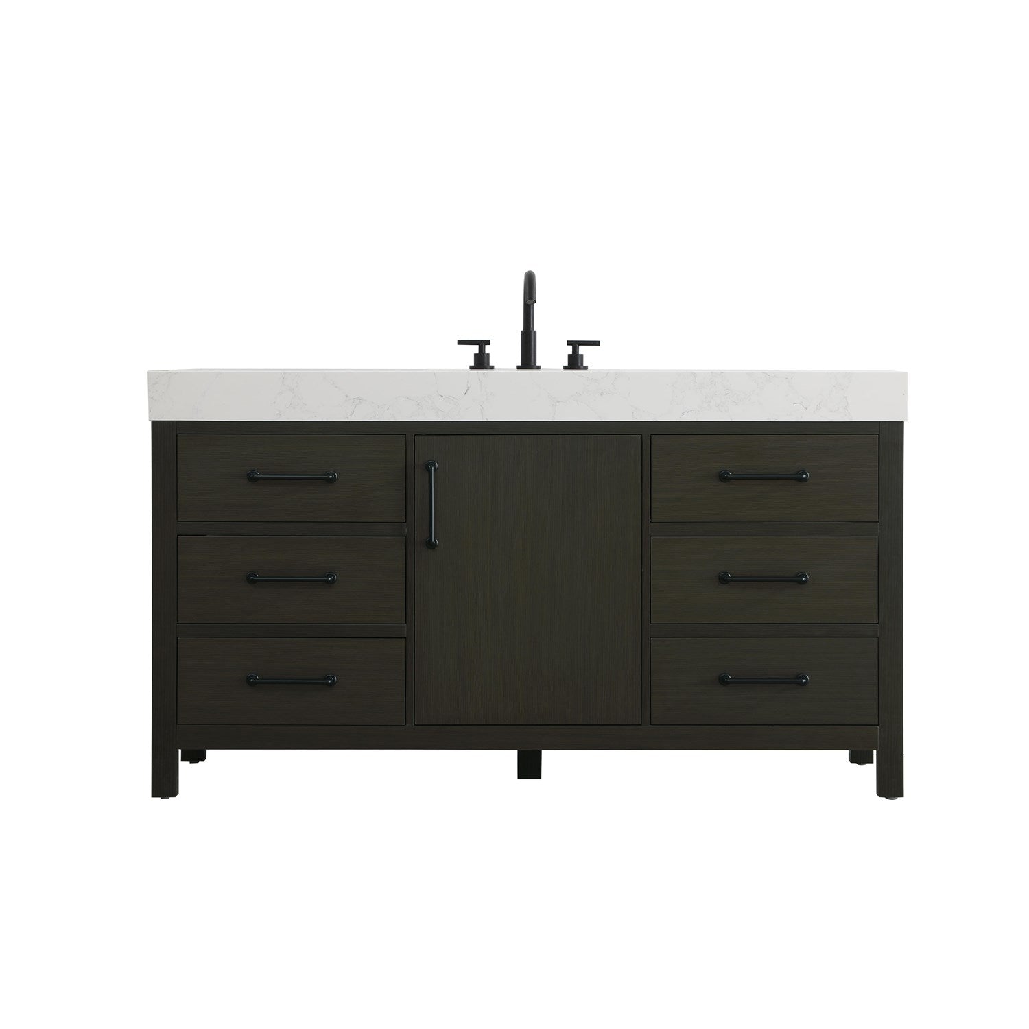 60 Inch Single Bathroom Vanity In Mocha Brown - View 3 - Joshua Marshal