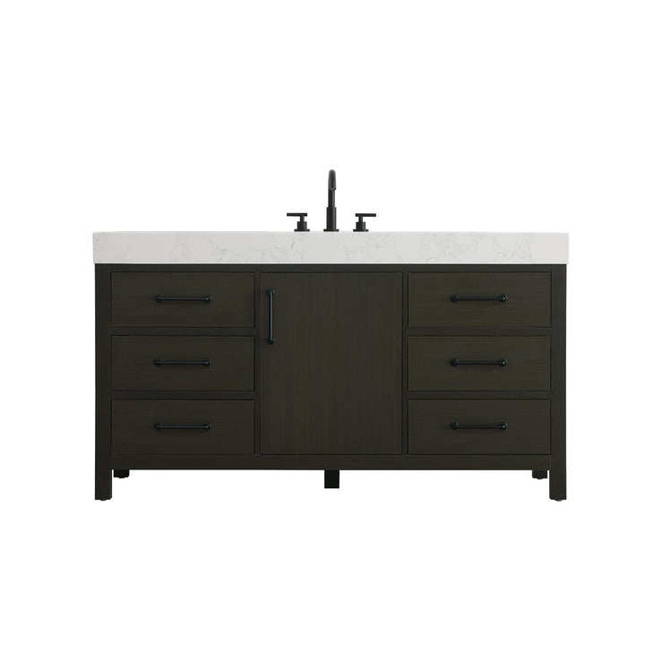 60 Inch Single Bathroom Vanity In Mocha Brown - View 3 - Joshua Marshal