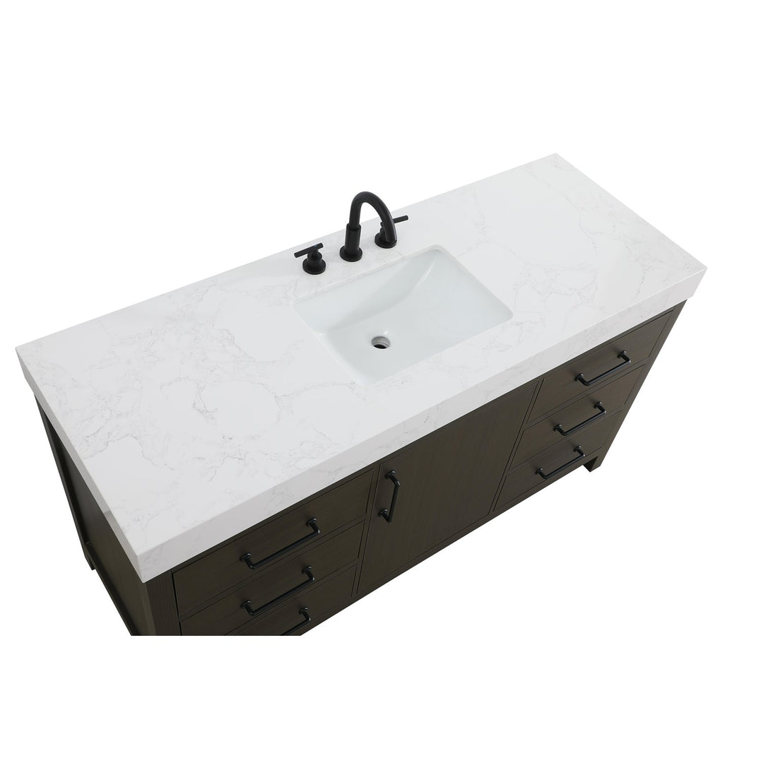 60 Inch Single Bathroom Vanity In Mocha Brown - View 5 - Joshua Marshal