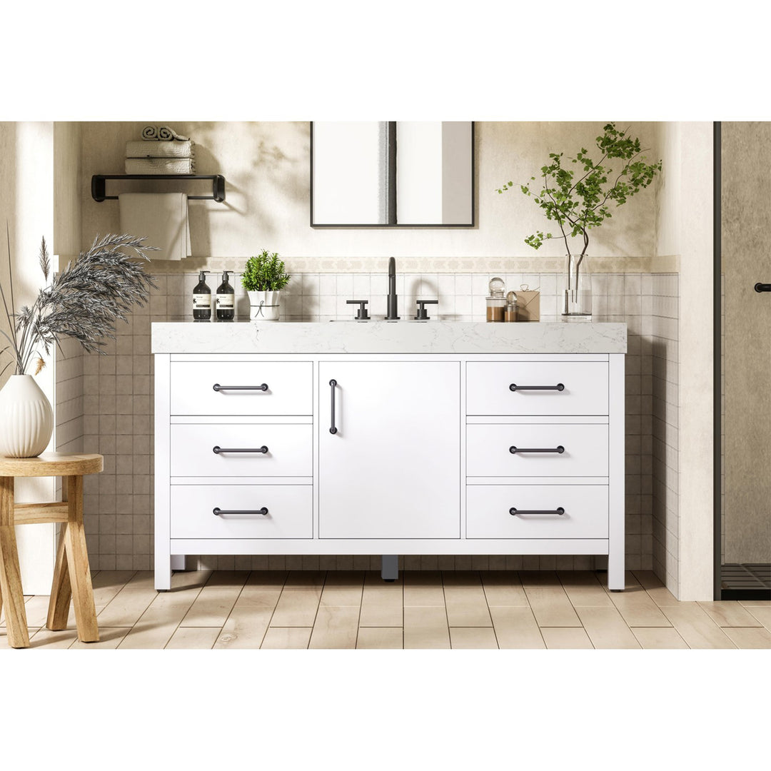 60 Inch Single Bathroom Vanity In White