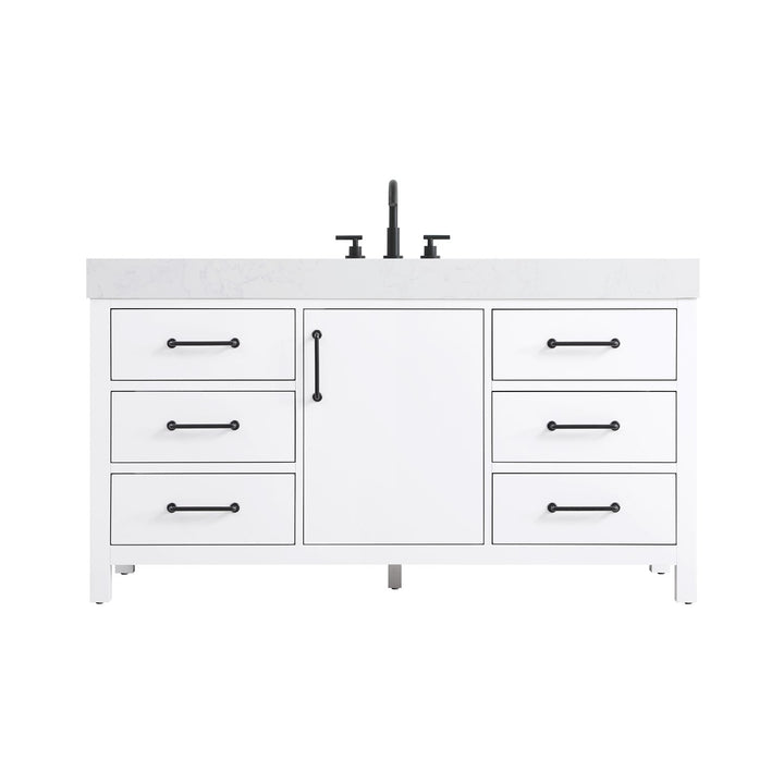60 Inch Single Bathroom Vanity In White - View 3 - Joshua Marshal