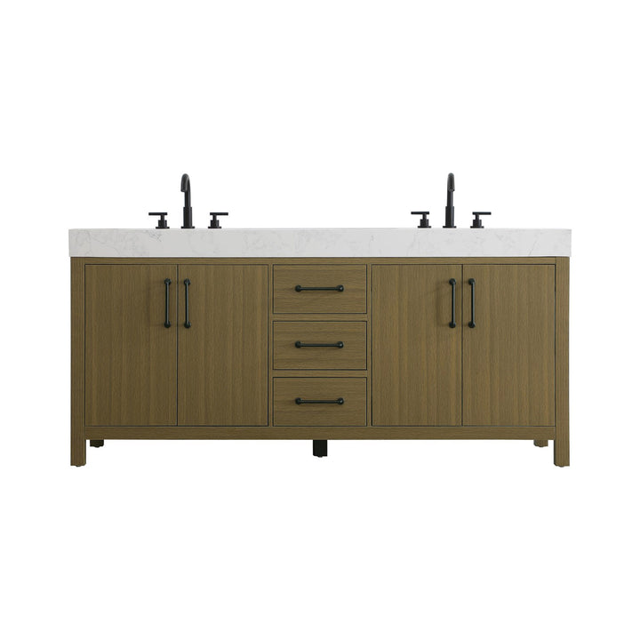 72 Inch Double Bathroom Vanity In Chestnut Brown - View 3 - Joshua Marshal
