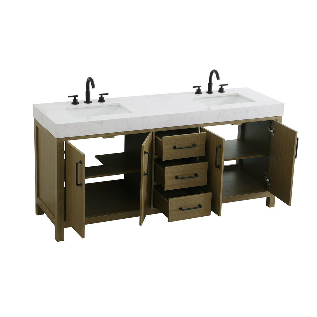 72 Inch Double Bathroom Vanity In Chestnut Brown - View 4 - Joshua Marshal