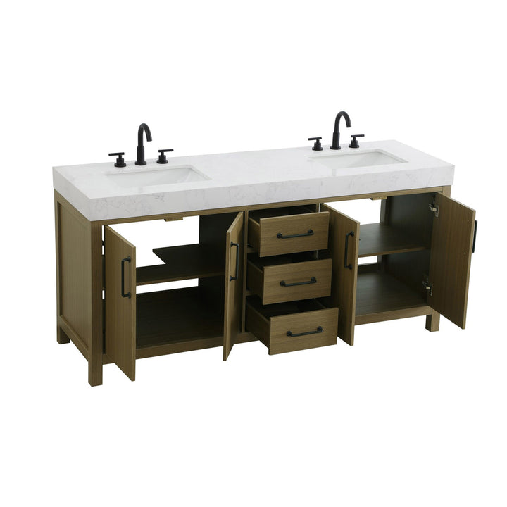 72 Inch Double Bathroom Vanity In Chestnut Brown - View 4 - Joshua Marshal