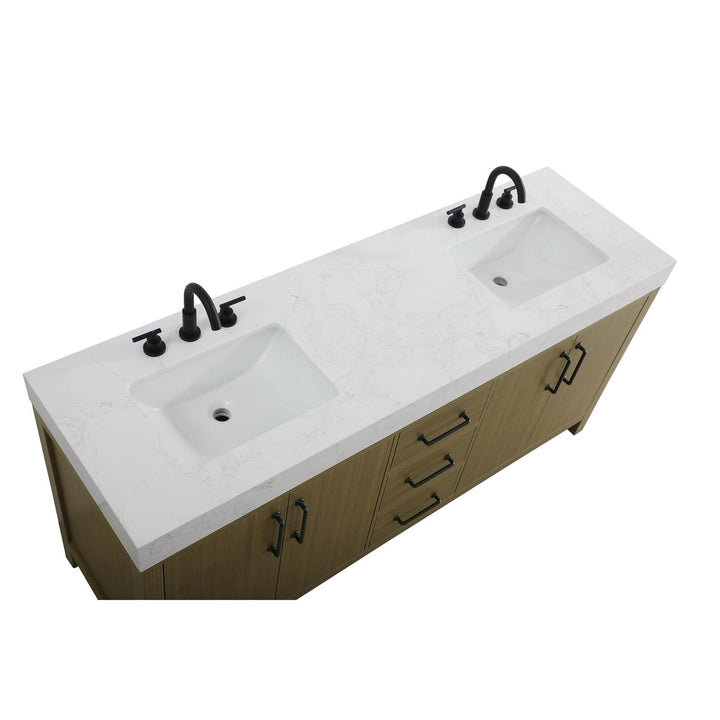 72 Inch Double Bathroom Vanity In Chestnut Brown - View 6 - Joshua Marshal