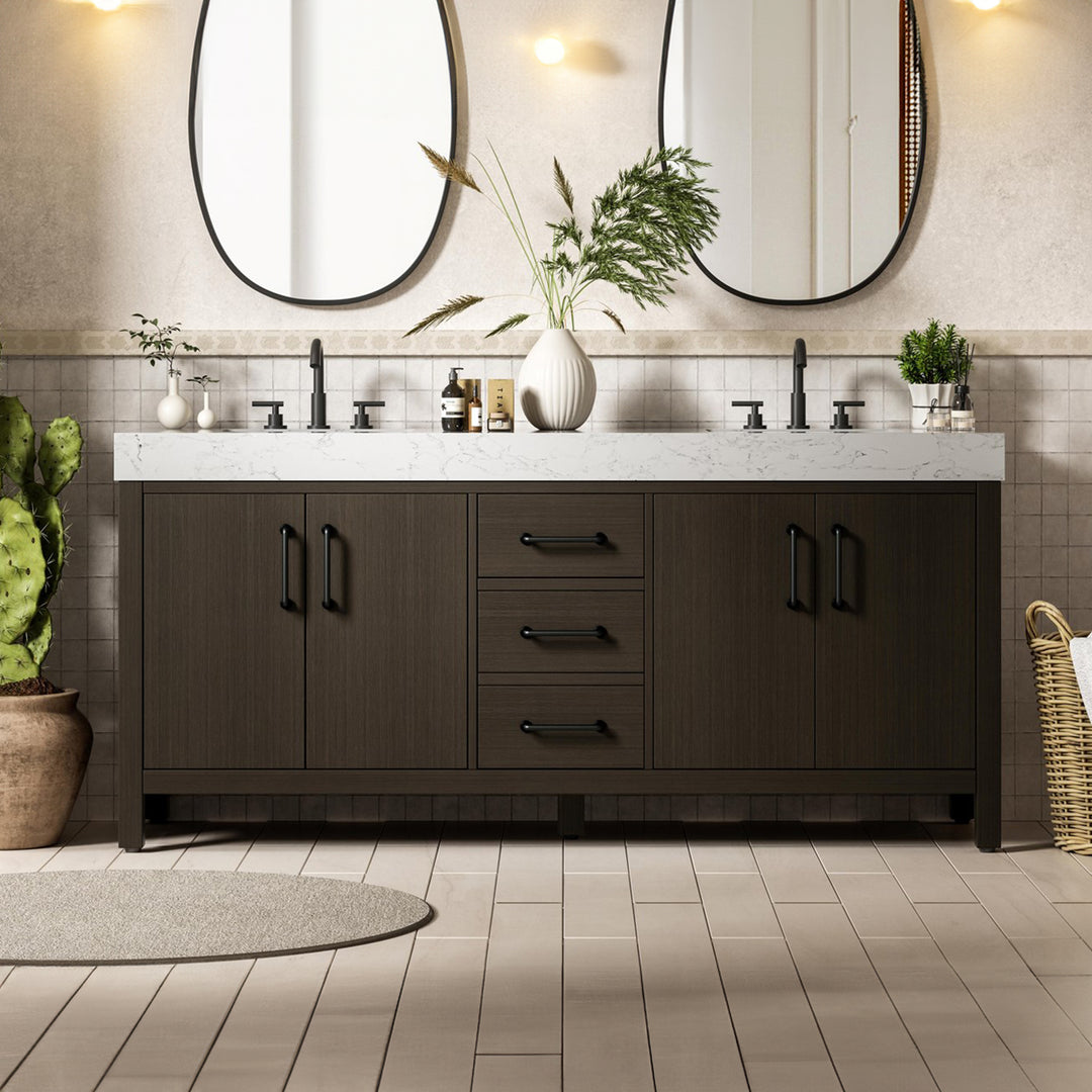 72 Inch Double Bathroom Vanity In Mocha Brown Mocha Brown Finish - KITCHEN & BATH by Joshua Marshal