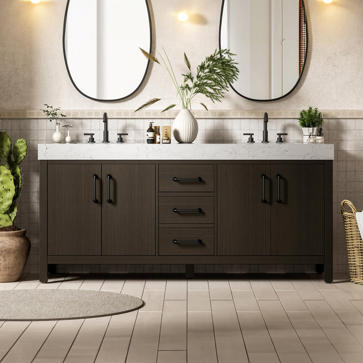 72 Inch Double Bathroom Vanity In Mocha Brown Mocha Brown Finish - KITCHEN & BATH by Joshua Marshal