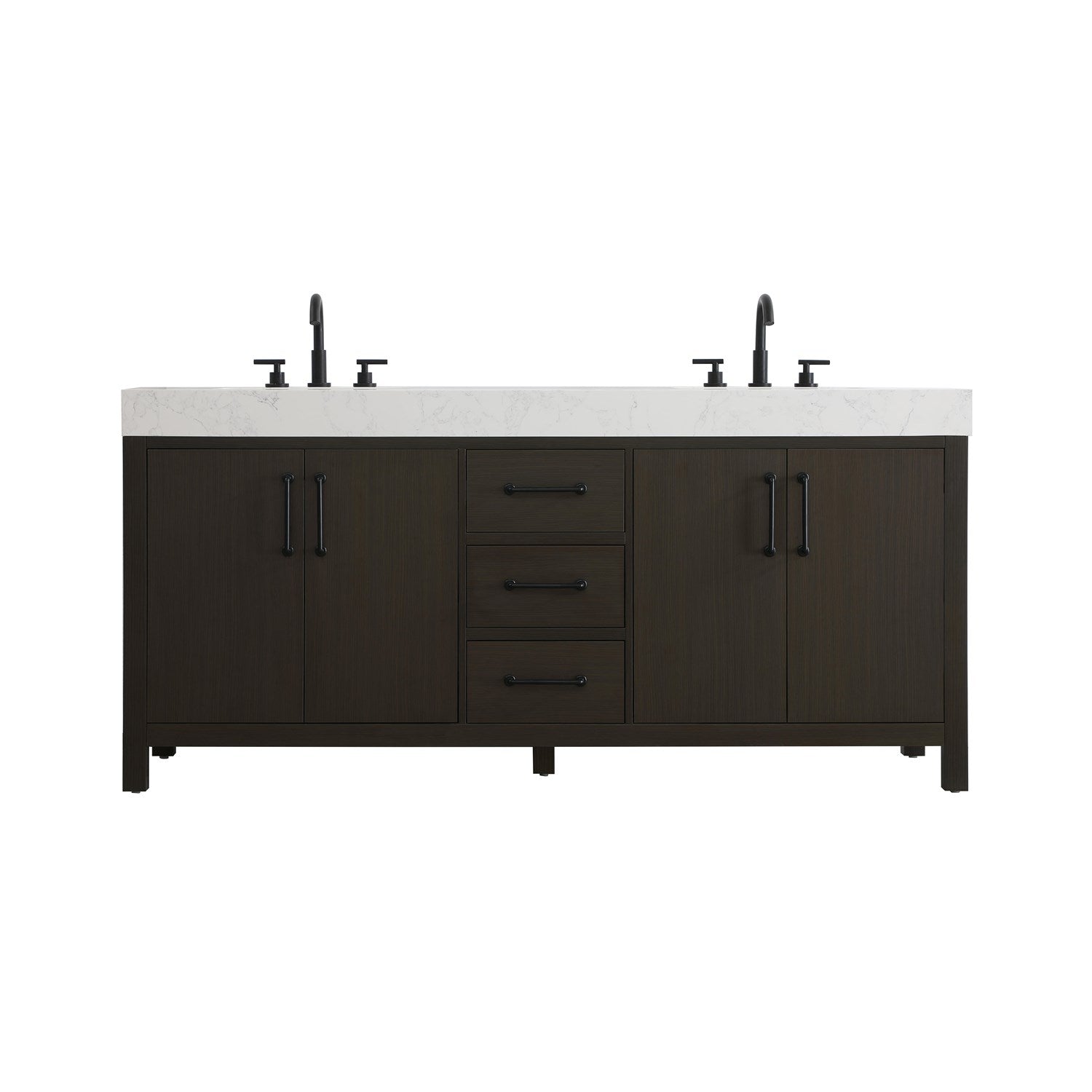 72 Inch Double Bathroom Vanity In Mocha Brown - View 3 - Joshua Marshal