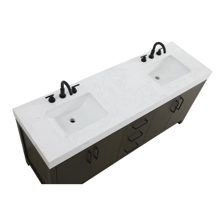 72 Inch Double Bathroom Vanity In Mocha Brown - View 5 - Joshua Marshal