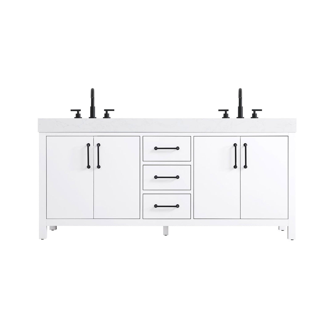 72 Inch Double Bathroom Vanity In White - View 3 - Joshua Marshal