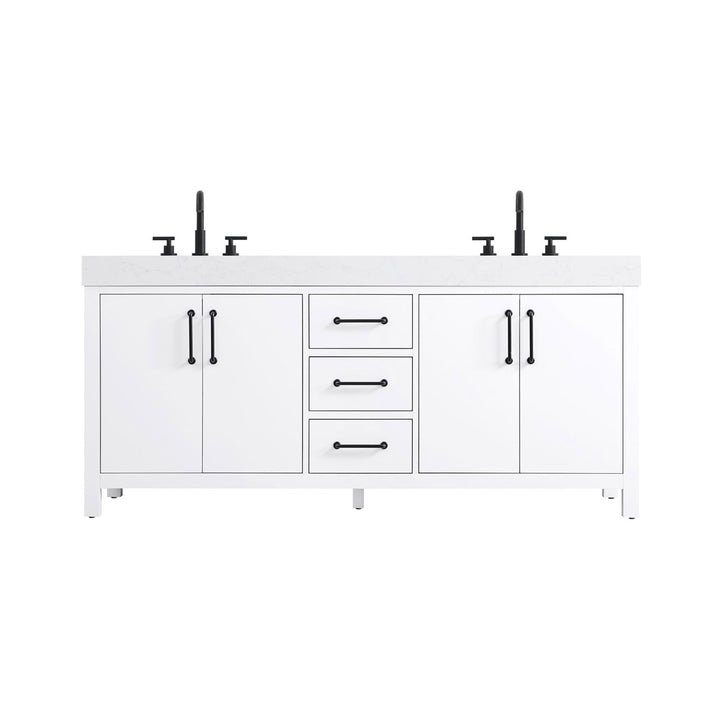 72 Inch Double Bathroom Vanity In White - View 3 - Joshua Marshal