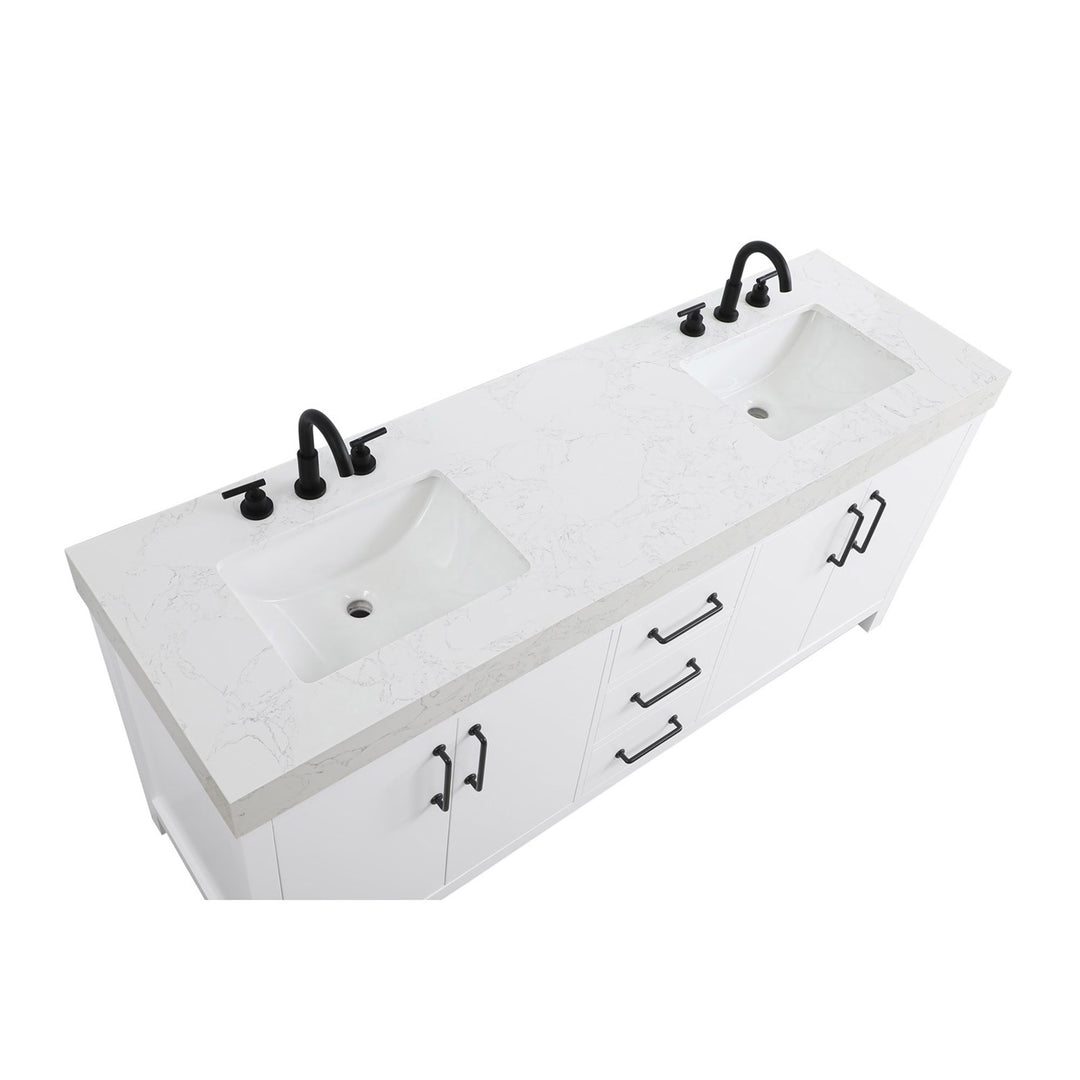 72 Inch Double Bathroom Vanity In White - View 6 - Joshua Marshal