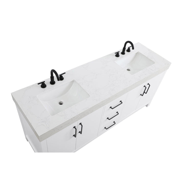 72 Inch Double Bathroom Vanity In White - View 6 - Joshua Marshal