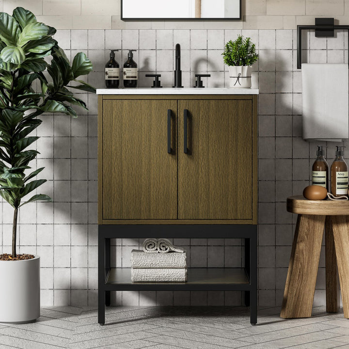 24 Inch Single Bathroom Vanity In Chestnut Brown Chestnut Brown Finish - KITCHEN & BATH by Joshua Marshal