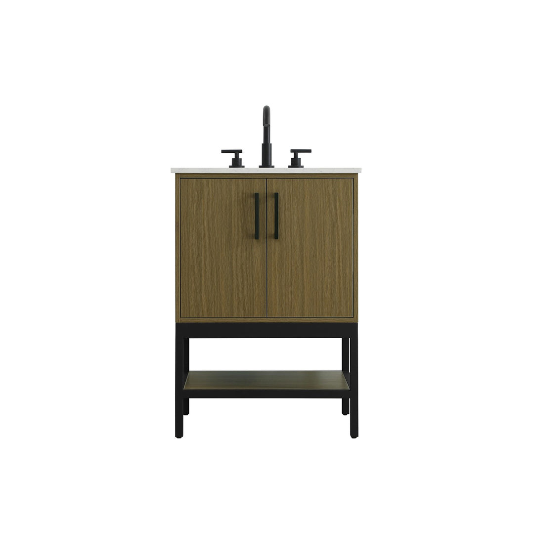 24 Inch Single Bathroom Vanity In Chestnut Brown - View 3 - Joshua Marshal