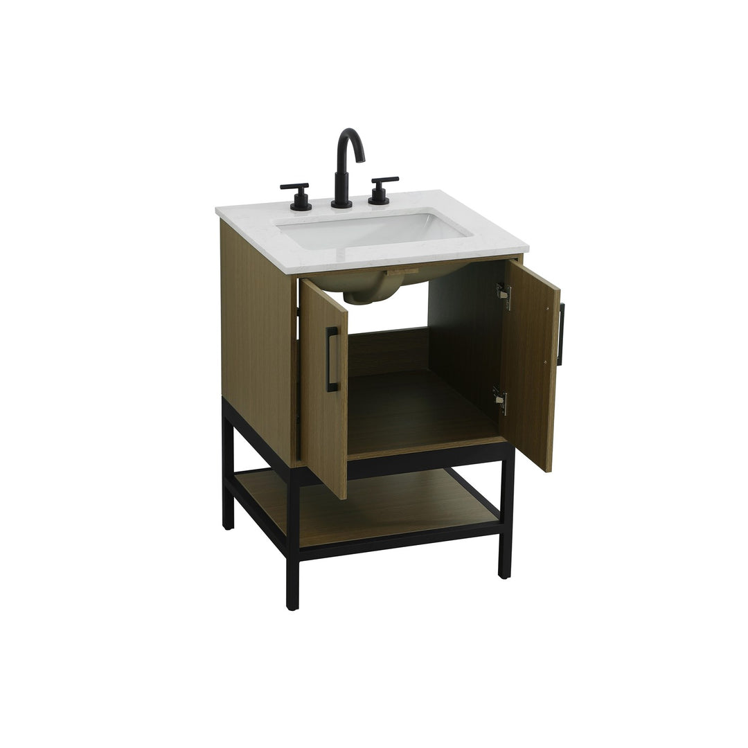 24 Inch Single Bathroom Vanity In Chestnut Brown - View 4 - Joshua Marshal