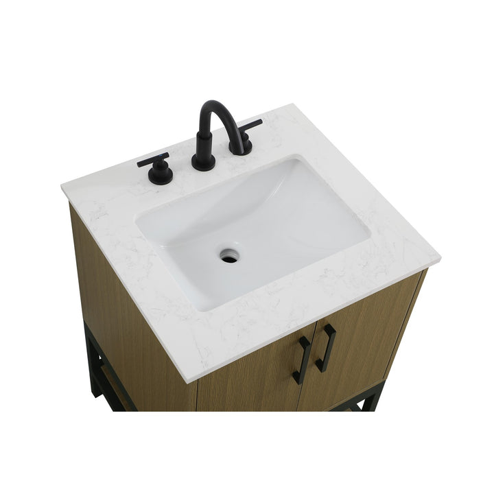 24 Inch Single Bathroom Vanity In Chestnut Brown - View 5 - Joshua Marshal