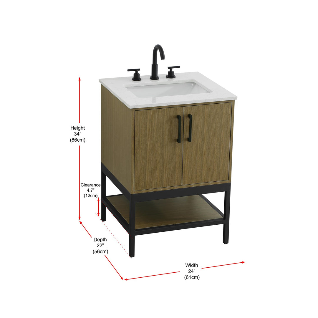 24 Inch Single Bathroom Vanity In Chestnut Brown - View 6 - Joshua Marshal