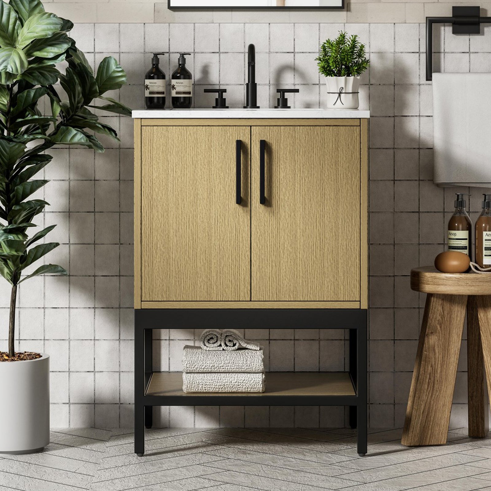 24 Inch Single Bathroom Vanity In Honey Brown Honey Brown Finish - KITCHEN & BATH by Joshua Marshal
