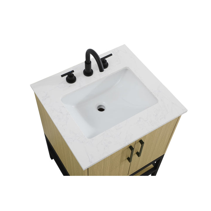 24 Inch Single Bathroom Vanity In Honey Brown - View 5 - Joshua Marshal