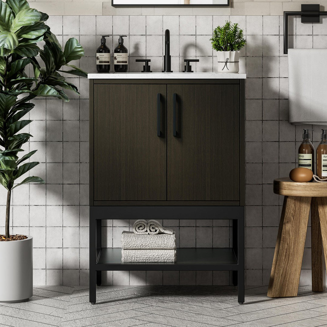 24 Inch Single Bathroom Vanity In Mocha Brown Mocha Brown Finish - KITCHEN & BATH by Joshua Marshal