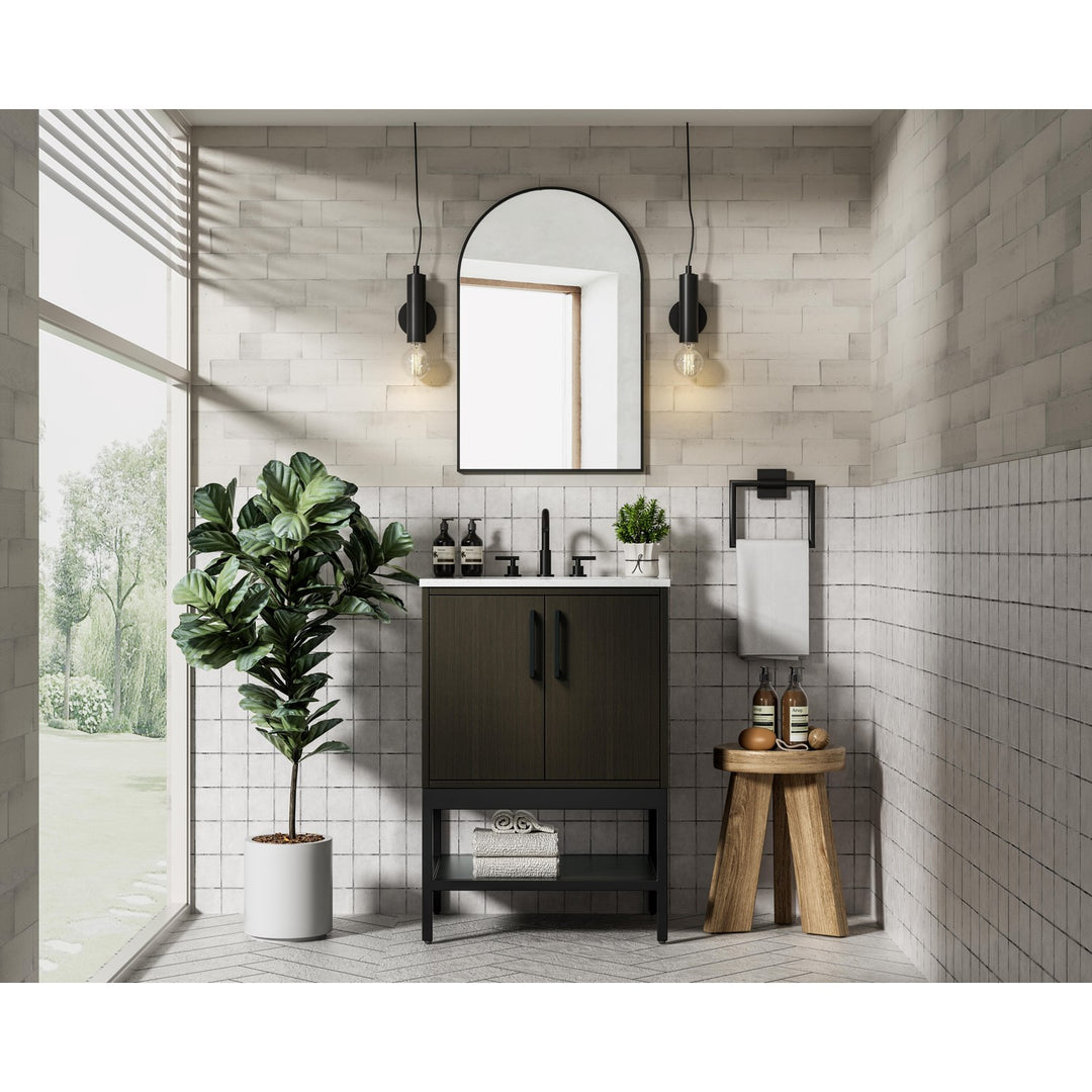 24 Inch Single Bathroom Vanity In Mocha Brown - View 2 - Joshua Marshal